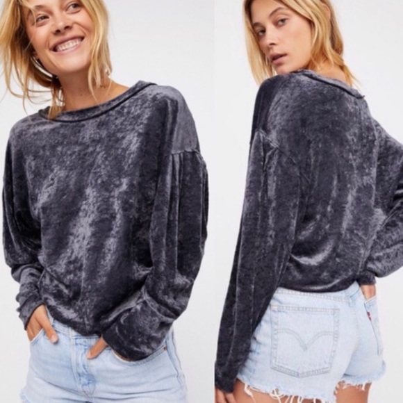 Free People Tops - We the free free people Milan crushed Velvet shirt